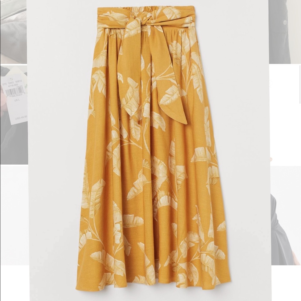 H&M Linen Blend Midi Skirt